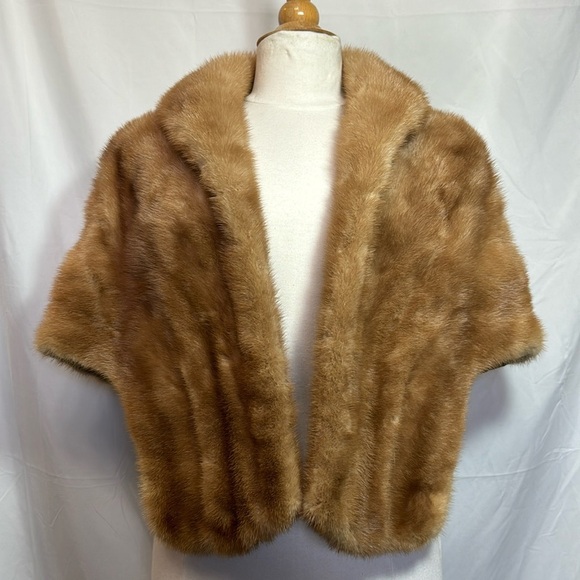 Saks Fifth Avenue Sweaters - Vintage Saks Fifth Avenue Mink Fur Shawl WITH POCKETS